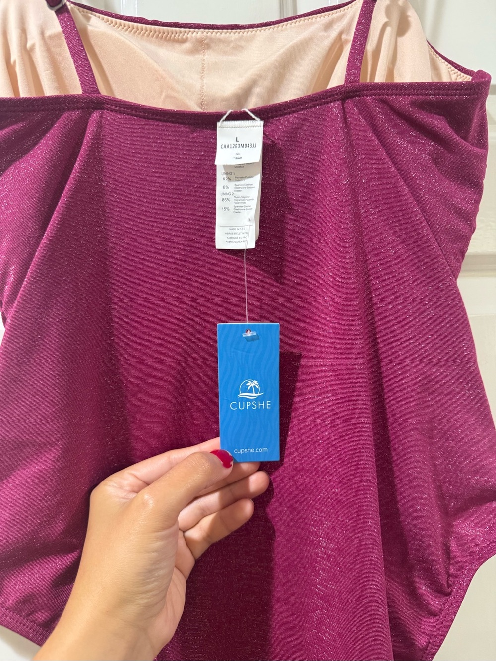 Cupshe NWT Luxe Tummy Control One Piece Sparkling Fuchsia Swimsuit size L - Picture 8 of 10